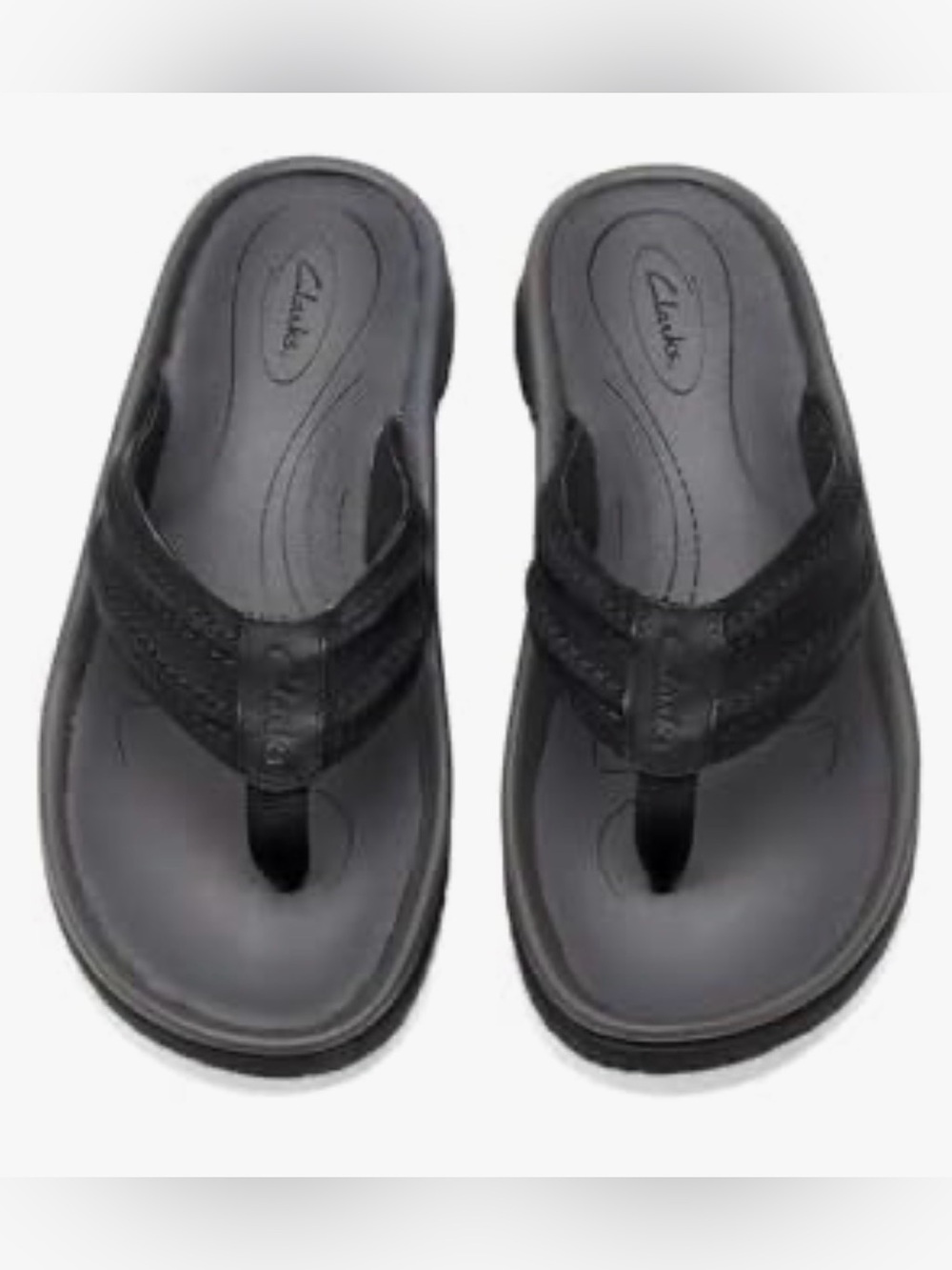 Clarks Men's Black Leather Flip-Flop Sandals size 10